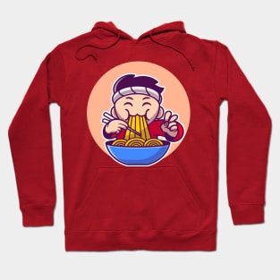 Man Eating Ramen Noodle With Chopstick Cartoon Hoodie